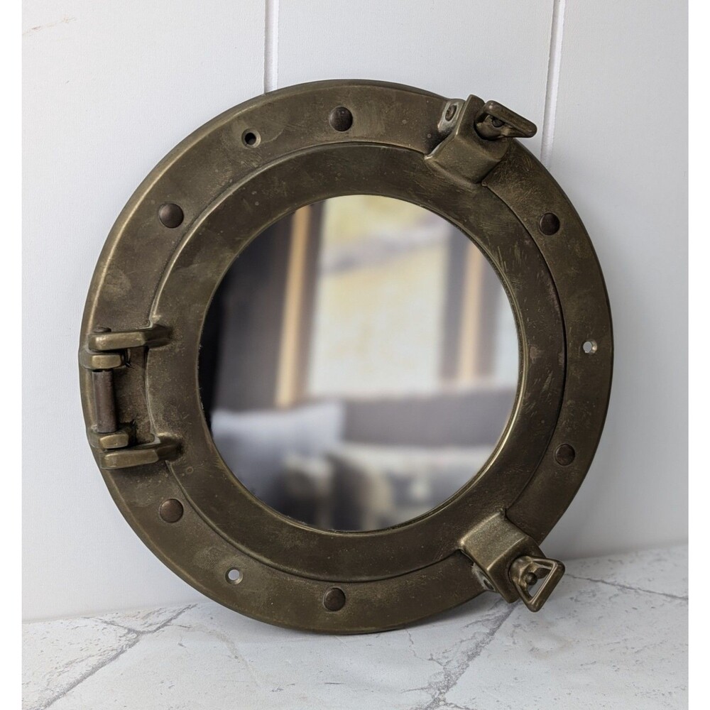 Vintage Brass Porthole Mirror 8" Nautical Maritime Beach Wall Decor